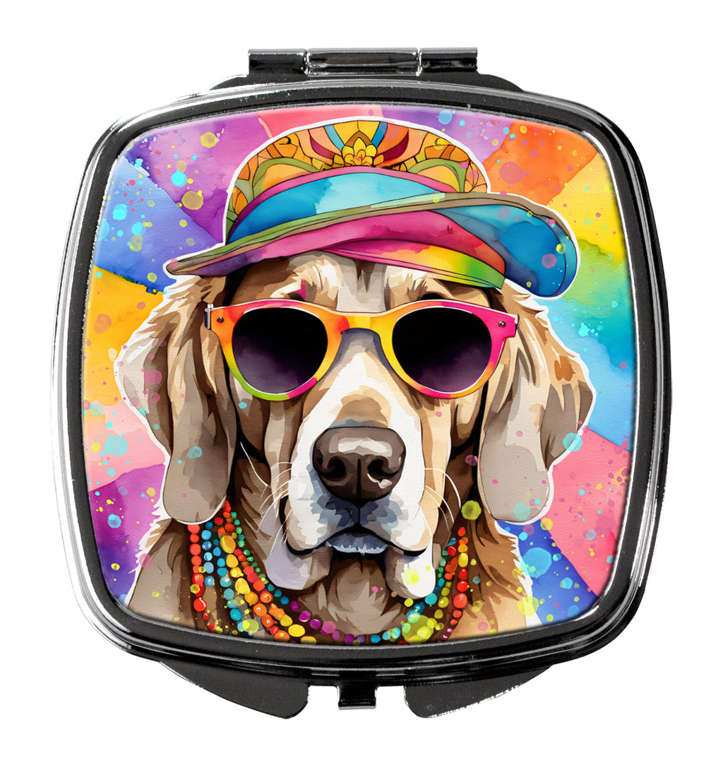 Weimaraner Hippie Dawg Compact Mirror Decorative Travel Makeup Mirror for Women Girls Gifts Pocket Makeup Mirror Folding Handheld