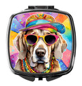 Weimaraner Hippie Dawg Compact Mirror Decorative Travel Makeup Mirror for Women Girls Gifts Pocket Makeup Mirror Folding Handheld