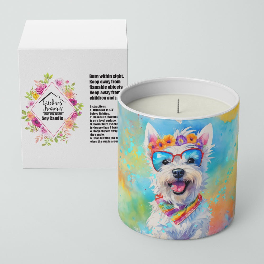 Westie Hippie Dawg Decorative Soy Candle Nature Soy Wax Essential Oil Home Decor Ideal for Bedroom Kitchen Bath Office Gift, 10 oz