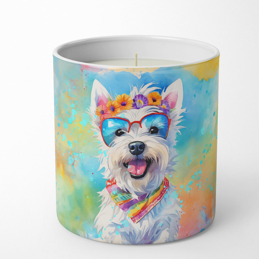 Westie Hippie Dawg Decorative Soy Candle Nature Soy Wax Essential Oil Home Decor Ideal for Bedroom Kitchen Bath Office Gift, 10 oz