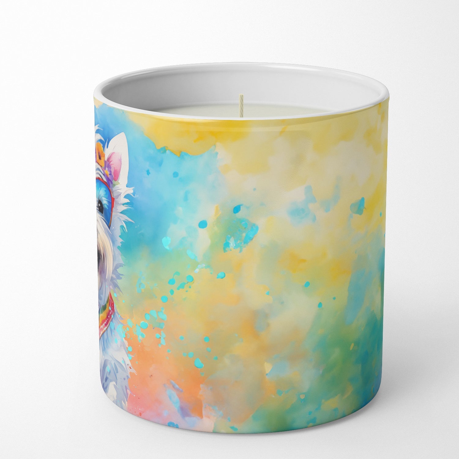 Westie Hippie Dawg Decorative Soy Candle Nature Soy Wax Essential Oil Home Decor Ideal for Bedroom Kitchen Bath Office Gift, 10 oz