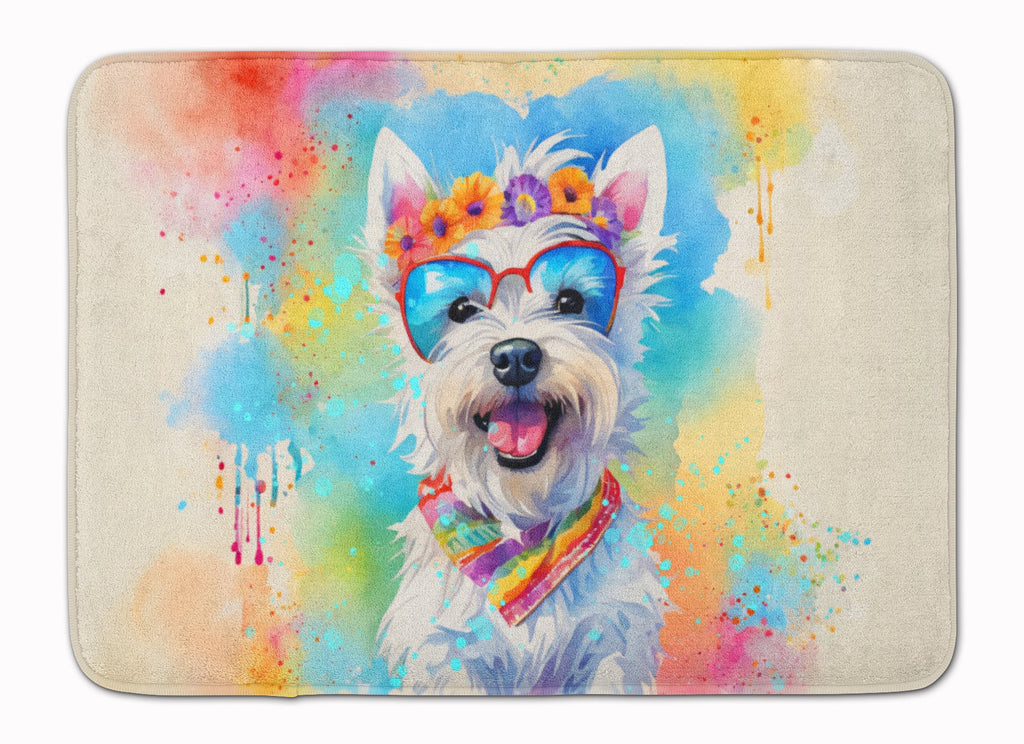Westie Hippie Dawg Memory Foam Kitchen Mat Machine Washable Anti-Fatigue Cushion Comfort Bath or Kitchen Rug