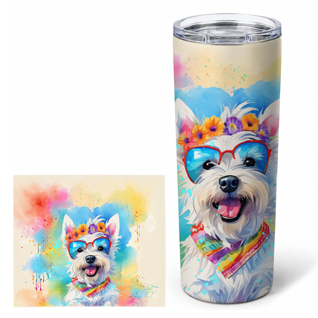 Westie Hippie Dawg Stainless Steel Skinny Tumbler 20 oz Vacuum Double Walled Reusable Insulated Travel Cup