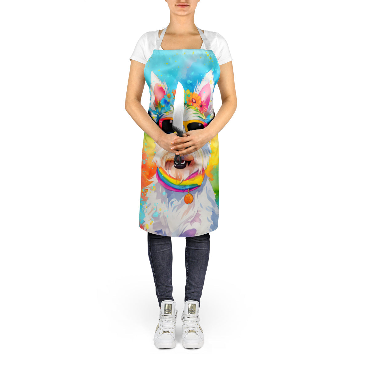 Westie Hippie Dawg Apron Cooking Kitchen Server Baking Crafts Gardening for Adult Women Men, Unisex, Large, Multicolor
