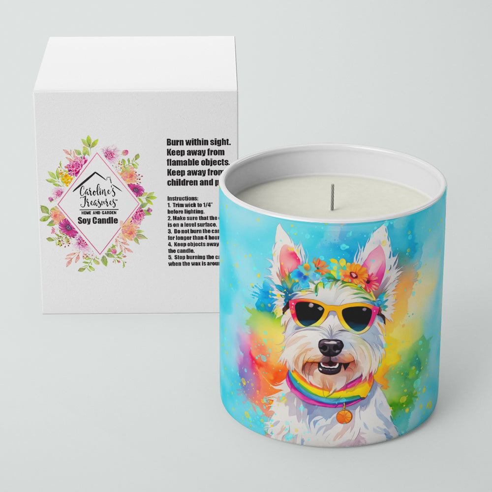 Westie Hippie Dawg Decorative Soy Candle Nature Soy Wax Essential Oil Home Decor Ideal for Bedroom Kitchen Bath Office Gift, 10 oz