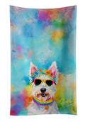 Westie Hippie Dawg Kitchen Towel Velour Plush Front and Cotton Loop Back Machine Washable
