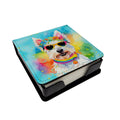 Westie Hippie Dawg PU Leather Note Paper Holder with Artist-Designed Cover, Desk Accessory, Office Gift