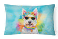 Westie Hippie Dawg Decorative Throw Pillow 12x16 Indoor Outdoor Accent Cushion, Fabric Cover with Insert for Sofa, Bed, Porch & Living Room