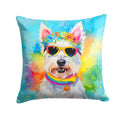 Westie Hippie Dawg Decorative Throw Pillow 18x18 Indoor Outdoor Accent Cushion, Fabric Cover with Insert for Sofa, Bed, Porch & Living Room