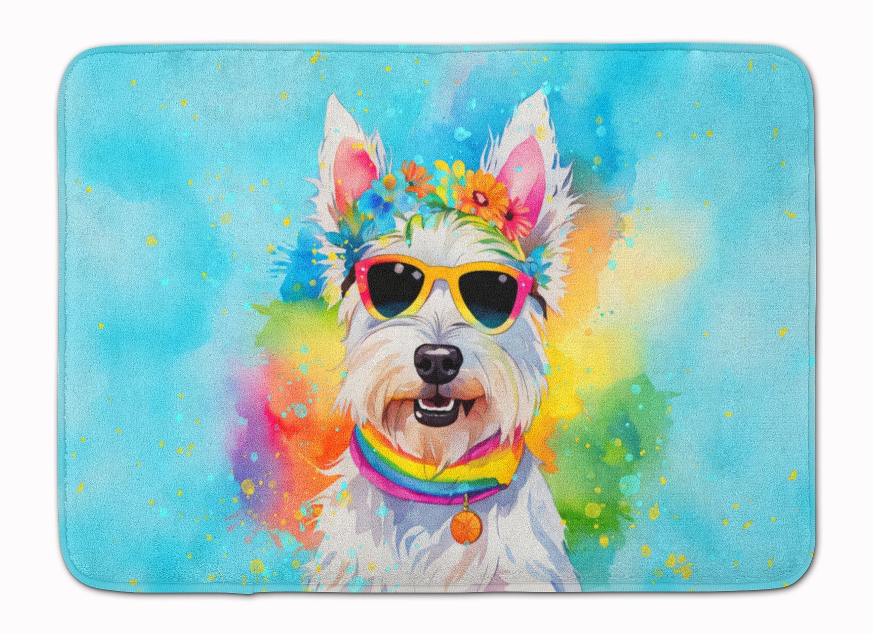 Westie Hippie Dawg Memory Foam Kitchen Mat Machine Washable Anti-Fatigue Cushion Comfort Bath or Kitchen Rug
