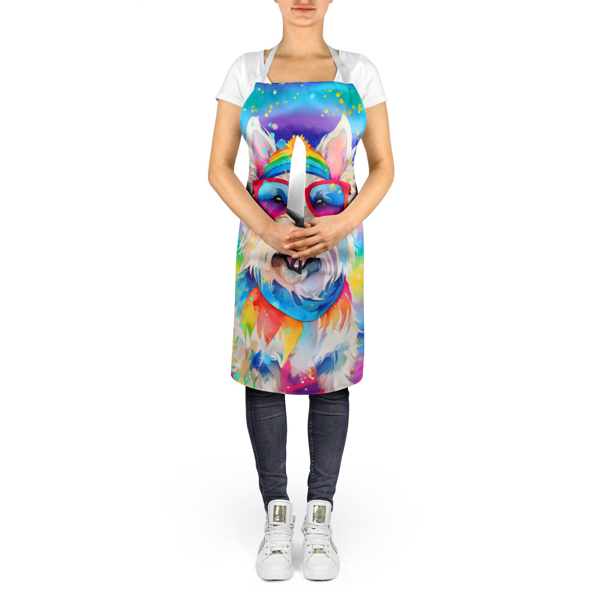 Westie Hippie Dawg Apron Cooking Kitchen Server Baking Crafts Gardening for Adult Women Men, Unisex, Large, Multicolor