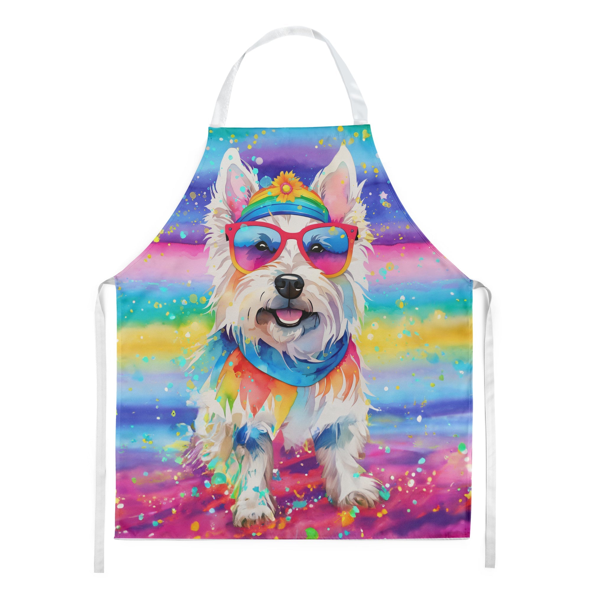 Westie Hippie Dawg Apron Cooking Kitchen Server Baking Crafts Gardening for Adult Women Men, Unisex, Large, Multicolor