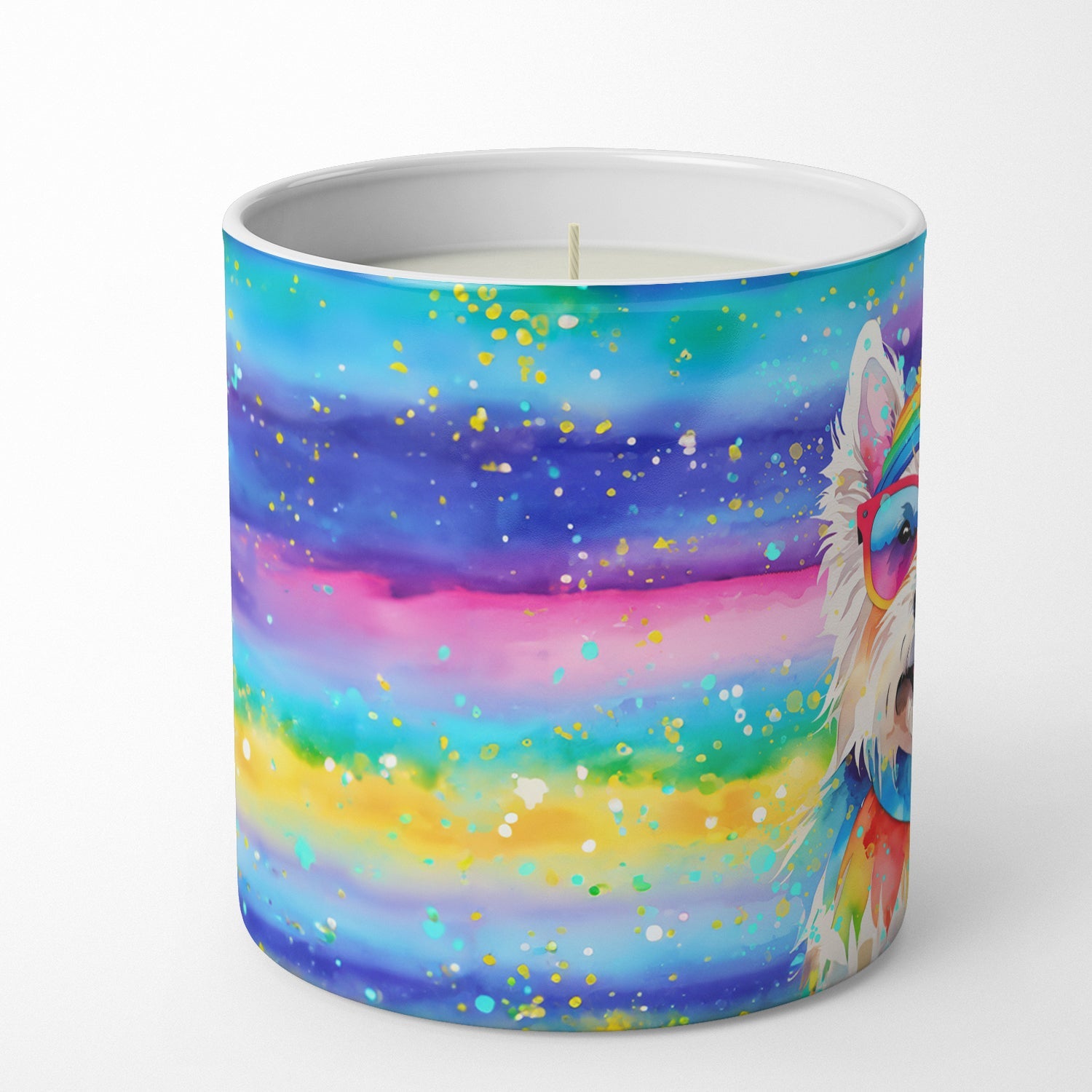 Westie Hippie Dawg Decorative Soy Candle Nature Soy Wax Essential Oil Home Decor Ideal for Bedroom Kitchen Bath Office Gift, 10 oz