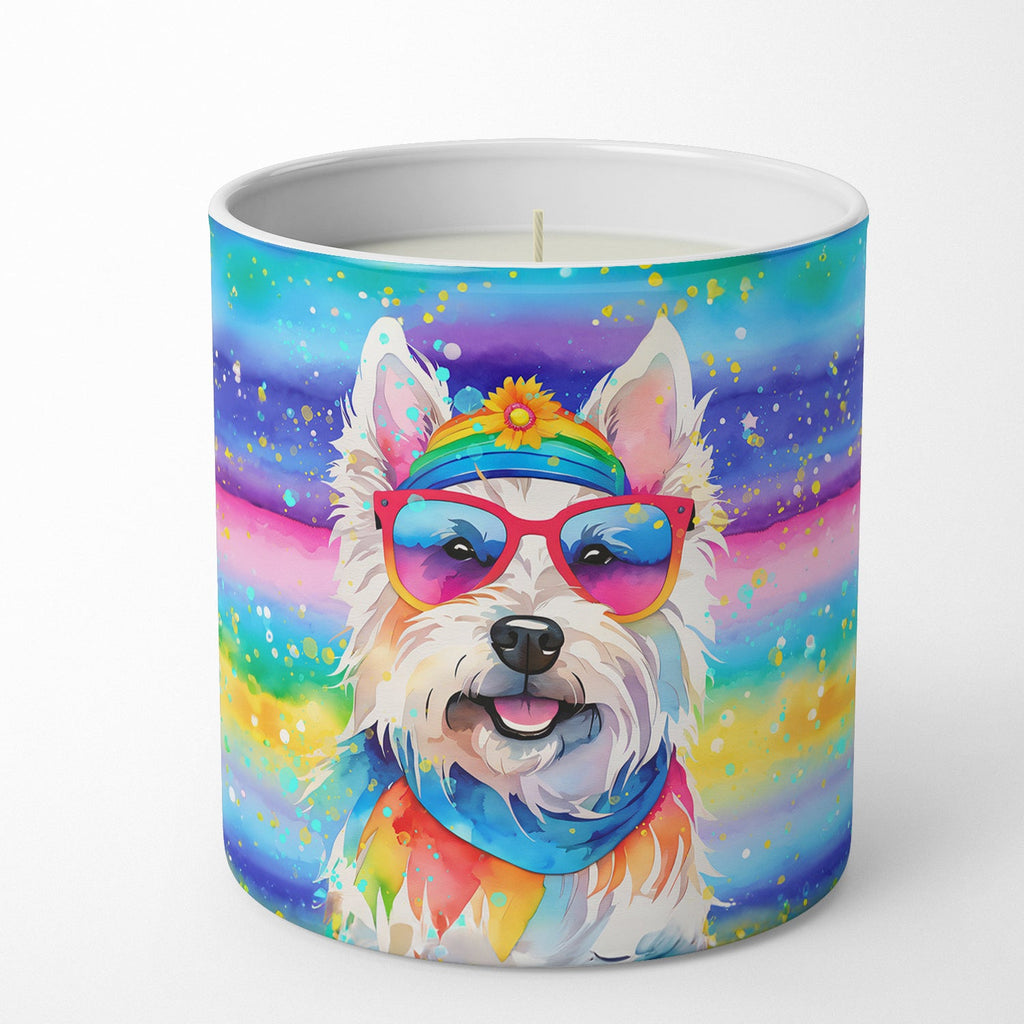 Westie Hippie Dawg Decorative Soy Candle Nature Soy Wax Essential Oil Home Decor Ideal for Bedroom Kitchen Bath Office Gift, 10 oz