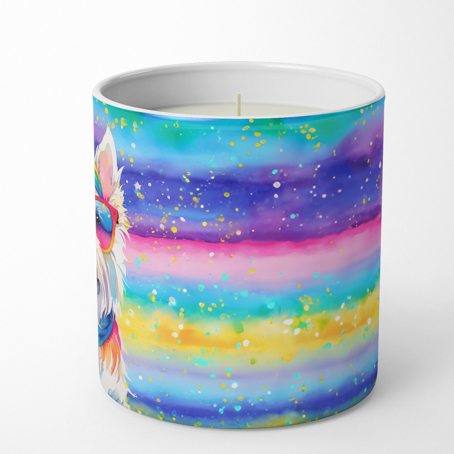 Westie Hippie Dawg Decorative Soy Candle Nature Soy Wax Essential Oil Home Decor Ideal for Bedroom Kitchen Bath Office Gift, 10 oz