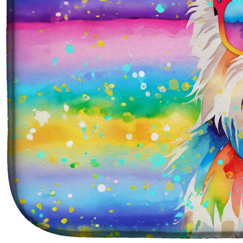 Westie Hippie Dawg Dish Drying Mat Absorbent Dish Drying Mat Pad for Kitchen Counter Dish Drainer Mat for Countertop, 14 x 21", Multicolor