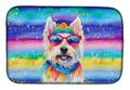 Westie Hippie Dawg Dish Drying Mat Absorbent Dish Drying Mat Pad for Kitchen Counter Dish Drainer Mat for Countertop, 14 x 21", Multicolor