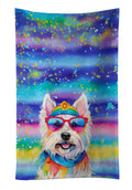 Westie Hippie Dawg Kitchen Towel Velour Plush Front and Cotton Loop Back Machine Washable