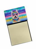 Westie Hippie Dawg Watercolor Sticky Note Holder Refillable Dispenser Desk Accessory 3x3 Pad Gift