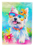 Westie Hippie Dawg House Flag 28x40 Porch Sleeve Pole Decorative Outside Yard Banner Artwork Wall Hanging, Polyester