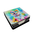 Westie Hippie Dawg PU Leather Note Paper Holder with Artist-Designed Cover, Desk Accessory, Office Gift