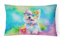 Westie Hippie Dawg Decorative Throw Pillow 12x16 Indoor Outdoor Accent Cushion, Fabric Cover with Insert for Sofa, Bed, Porch & Living Room