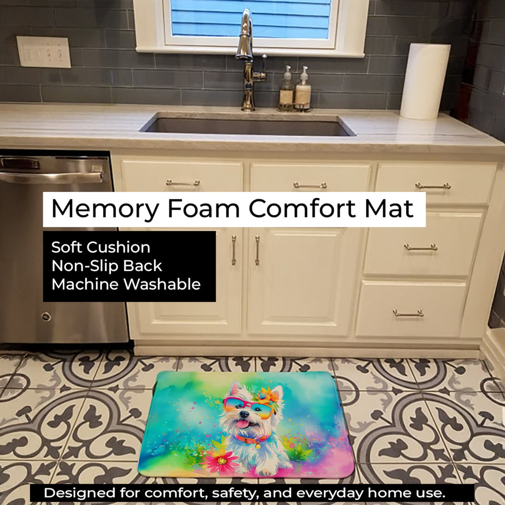 Westie Hippie Dawg Memory Foam Kitchen Mat Machine Washable Anti-Fatigue Cushion Comfort Bath or Kitchen Rug