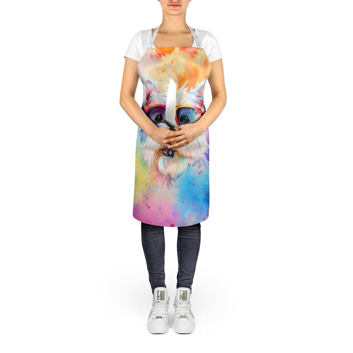 Westie Hippie Dawg Apron Cooking Kitchen Server Baking Crafts Gardening for Adult Women Men, Unisex, Large, Multicolor