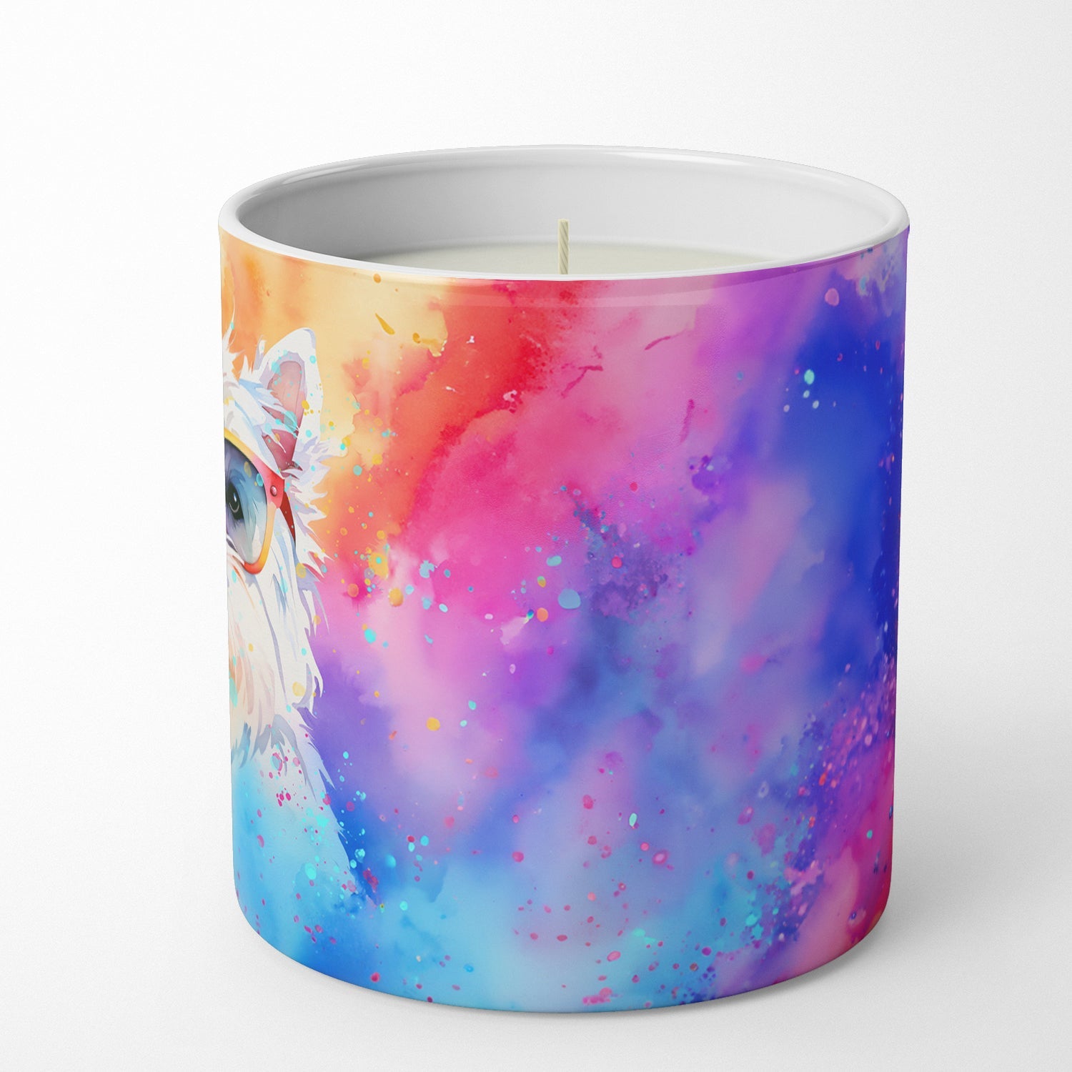 Westie Hippie Dawg Decorative Soy Candle Nature Soy Wax Essential Oil Home Decor Ideal for Bedroom Kitchen Bath Office Gift, 10 oz