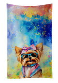 Yorkshire Terrier Hippie Dawg Kitchen Towel Velour Plush Front and Cotton Loop Back Machine Washable