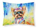 Yorkshire Terrier Hippie Dawg Standard Pillowcase Lightweight Super Soft Easy Care Decorative Artwork Pillowcase, Standard