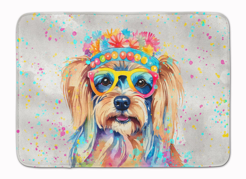 Yorkshire Terrier Hippie Dawg Memory Foam Kitchen Mat Machine Washable Anti-Fatigue Cushion Comfort Bath or Kitchen Rug