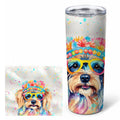 Yorkshire Terrier Hippie Dawg Stainless Steel Skinny Tumbler 20 oz Vacuum Double Walled Reusable Insulated Travel Cup