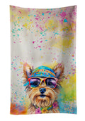Yorkshire Terrier Hippie Dawg Kitchen Towel Velour Plush Front and Cotton Loop Back Machine Washable