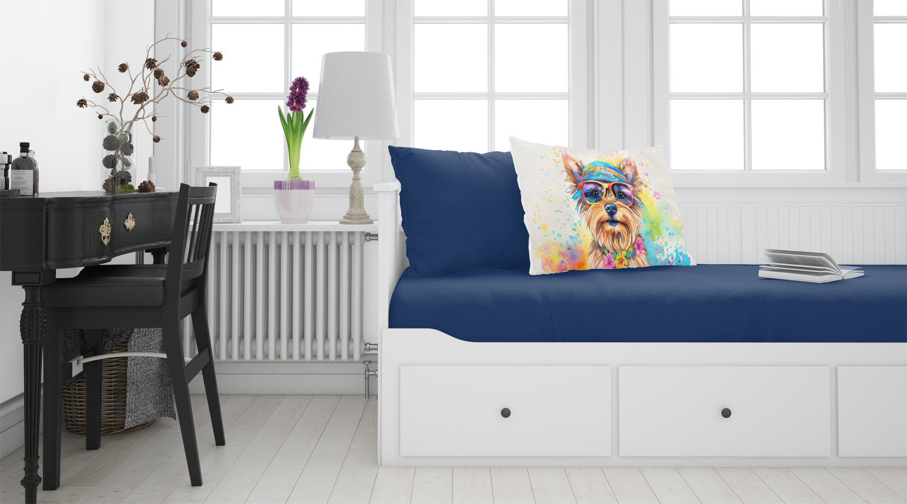 Yorkshire Terrier Hippie Dawg Standard Pillowcase Lightweight Super Soft Easy Care Decorative Artwork Pillowcase, Standard