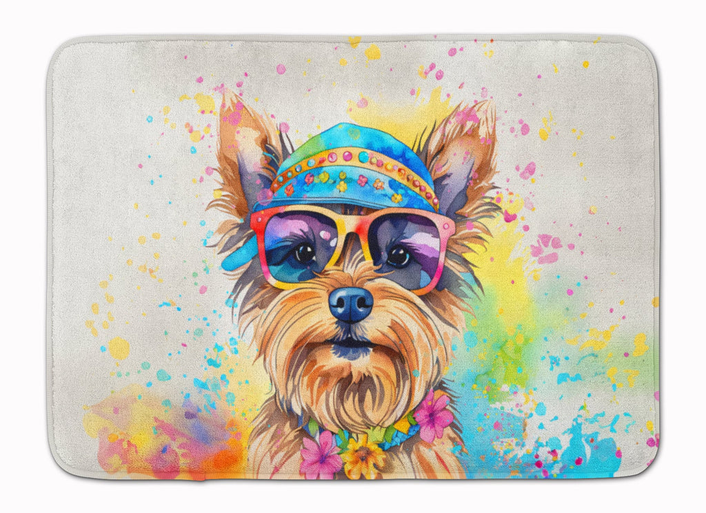 Yorkshire Terrier Hippie Dawg Memory Foam Kitchen Mat Machine Washable Anti-Fatigue Cushion Comfort Bath or Kitchen Rug