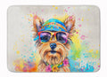 Yorkshire Terrier Hippie Dawg Memory Foam Kitchen Mat Machine Washable Anti-Fatigue Cushion Comfort Bath or Kitchen Rug