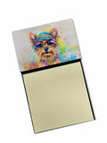 Yorkshire Terrier Hippie Dawg Watercolor Sticky Note Holder Refillable Dispenser Desk Accessory 3x3 Pad Gift