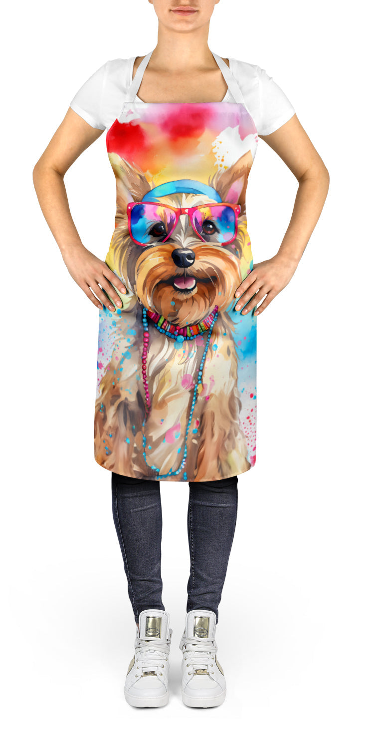 Yorkshire Terrier Hippie Dawg Apron Cooking Kitchen Server Baking Crafts Gardening for Adult Women Men, Unisex, Large, Multicolor