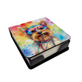 Yorkshire Terrier Hippie Dawg PU Leather Note Paper Holder with Artist-Designed Cover, Desk Accessory, Office Gift