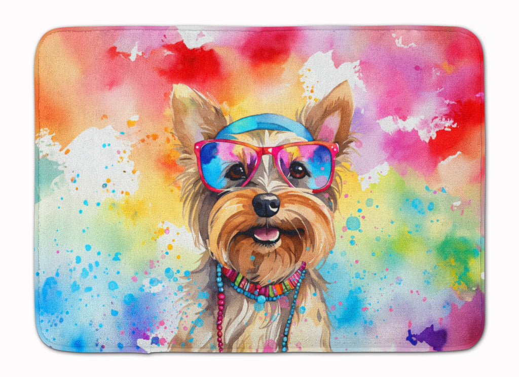Yorkshire Terrier Hippie Dawg Memory Foam Kitchen Mat Machine Washable Anti-Fatigue Cushion Comfort Bath or Kitchen Rug