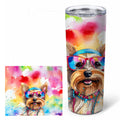 Yorkshire Terrier Hippie Dawg Stainless Steel Skinny Tumbler 20 oz Vacuum Double Walled Reusable Insulated Travel Cup