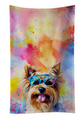 Yorkshire Terrier Hippie Dawg Kitchen Towel Velour Plush Front and Cotton Loop Back Machine Washable