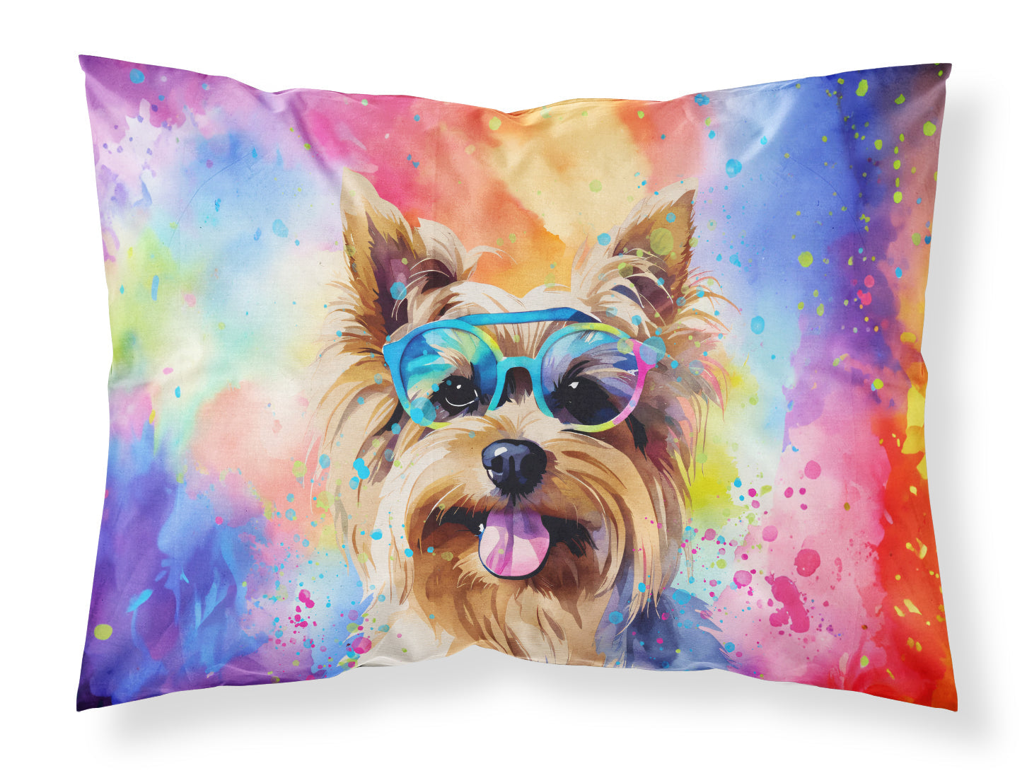 Yorkshire Terrier Hippie Dawg Standard Pillowcase Lightweight Super Soft Easy Care Decorative Artwork Pillowcase, Standard
