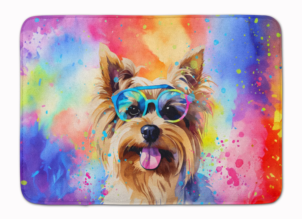 Yorkshire Terrier Hippie Dawg Memory Foam Kitchen Mat Machine Washable Anti-Fatigue Cushion Comfort Bath or Kitchen Rug