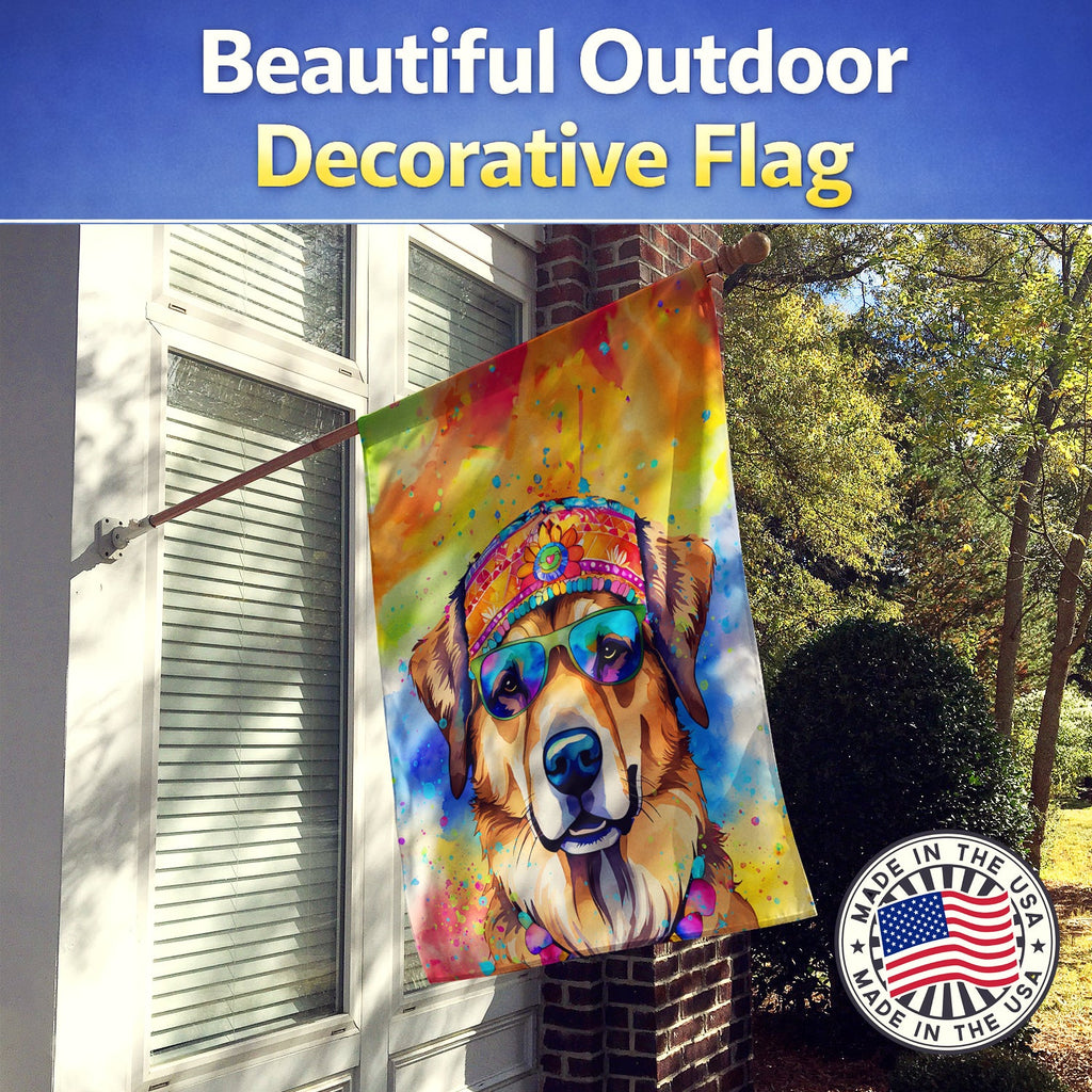 Hippie Dawg House Flag 28x40 Porch Sleeve Pole Decorative Outside Yard Banner Artwork Wall Hanging, Polyester