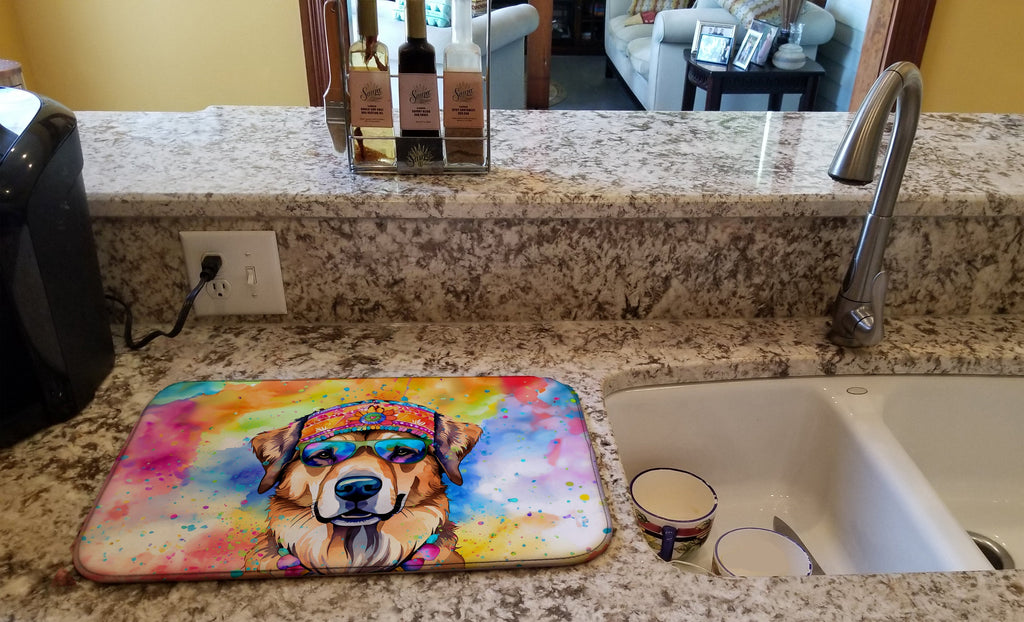 Hippie Dawg Dish Drying Mat Absorbent Dish Drying Mat Pad for Kitchen Counter Dish Drainer Mat for Countertop, 14 x 21", Multicolor