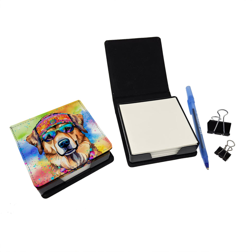 Hippie Dawg PU Leather Note Paper Holder with Artist-Designed Cover, Desk Accessory, Office Gift