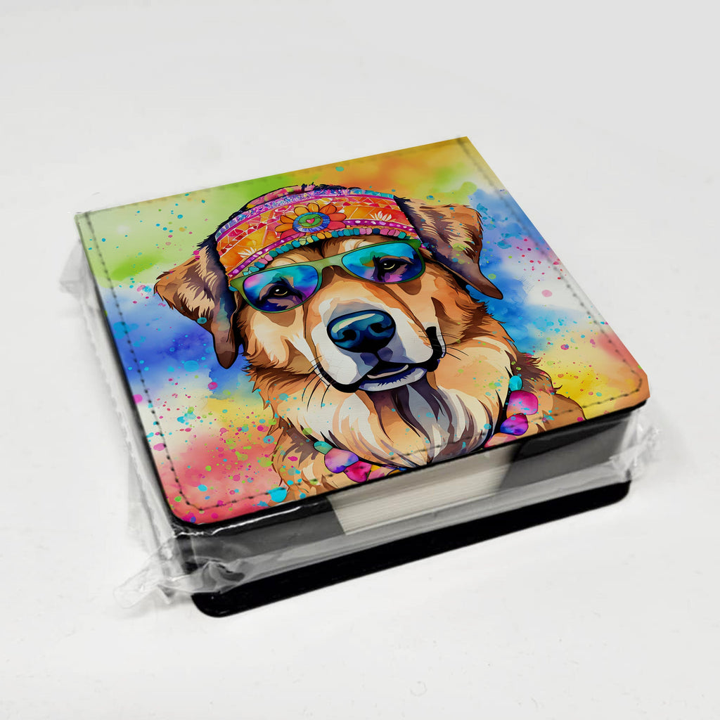 Hippie Dawg PU Leather Note Paper Holder with Artist-Designed Cover, Desk Accessory, Office Gift