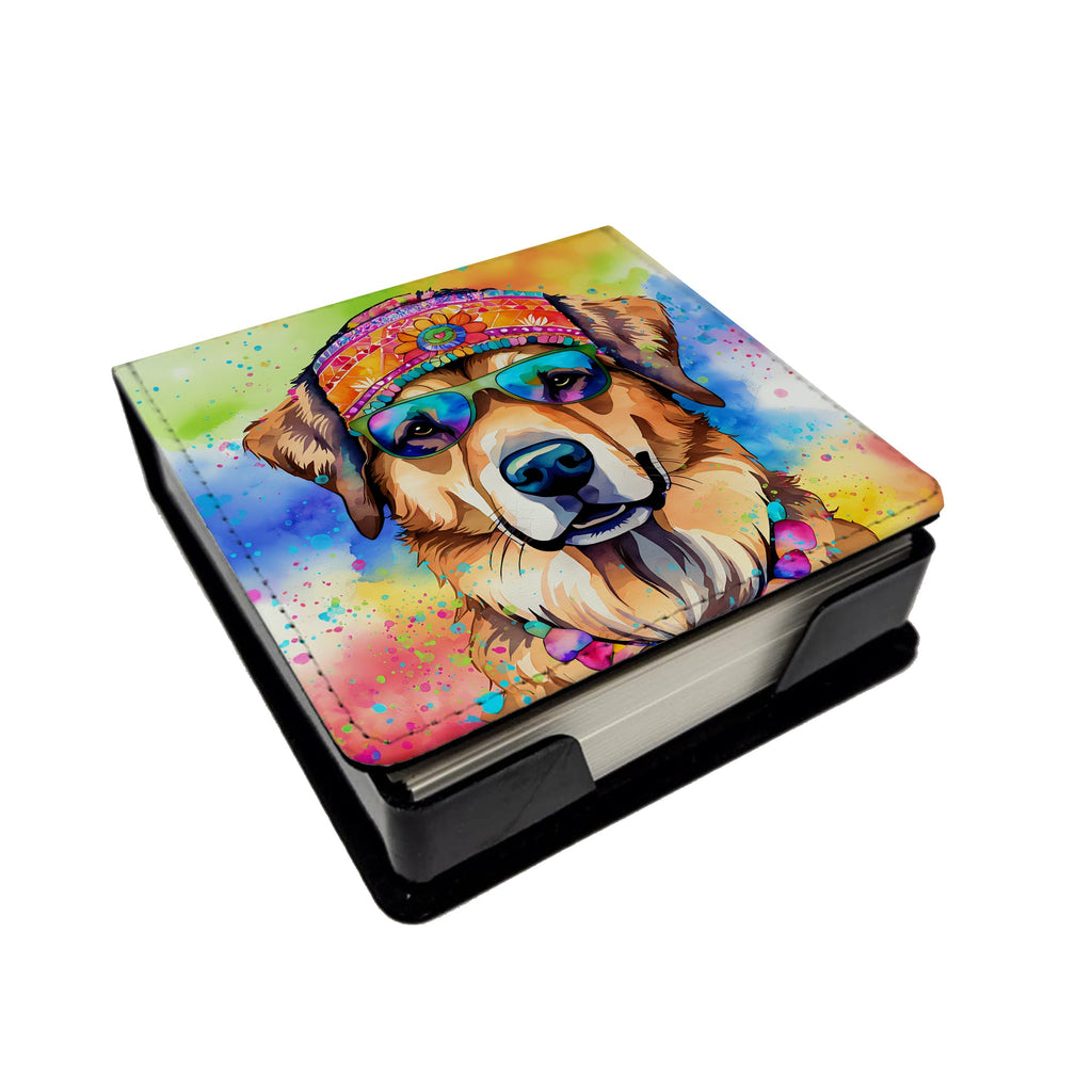 Hippie Dawg PU Leather Note Paper Holder with Artist-Designed Cover, Desk Accessory, Office Gift